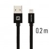 Datový kabel - Swissten - Textile - USB-A na Lightning - 0,2M - Černý