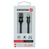 Datový kabel - Swissten - Textile - USB-A na Lightning - 0,2M - Černý