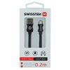 Datový kabel - Swissten - Textile - USB-A na Lightning - 0,2M - Černý