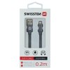 Datový kabel - Swissten - Textile - USB-A na Lightning - 0,2M - Šedý