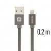 Datový kabel - Swissten - Textile - USB-A na Lightning - 0,2M - Šedý