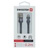 Datový kabel - Swissten - Textile - USB-A na Lightning - 0,2M - Šedý