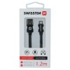 Datový kabel - Swissten - Textile - USB-A na Lightning - 1,2M - Černý