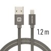Datový kabel - Swissten - Textile - USB-A na Lightning - 1,2M - Šedý