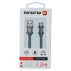 Datový kabel - Swissten - Textile - USB-A na Lightning - 1,2M - Šedý