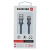 Datový kabel - Swissten - Textile - USB-A na Lightning - 1,2M - Šedý