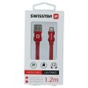 Datový kabel - Swissten - Textile - USB-A na Lightning - 0,2M - Červený