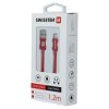 Datový kabel - Swissten - Textile - USB-A na Lightning - 0,2M - Červený