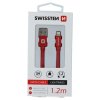 Datový kabel - Swissten - Textile - USB-A na Lightning - 0,2M - Červený
