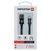 Datový kabel - Swissten - Textile - USB-A na Lightning - 2M - Černý