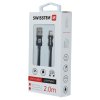 Datový kabel - Swissten - Textile - USB-A na Lightning - 2M - Černý
