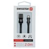 Datový kabel - Swissten - Textile - USB-A na Lightning - 2M - Černý