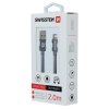 Datový kabel - Swissten - Textile - USB-A na Lightning - 2M - Šedý
