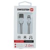Datový kabel - Swissten - Textile - USB-A na Lightning - 2M - Stříbrný