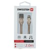 Datový kabel - Swissten - Textile - USB-A na Lightning - 2M - Zlatý