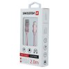 Datový kabel - Swissten - Textile - USB-A na Lightning - 2M - Růžový