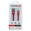 Datový kabel - Swissten - Textile - USB-A na Lightning - 2M - Červený