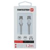 Datový kabel - Swissten - Textile - USB-C na Lightning - 1,2M - Stříbrný