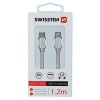 Datový kabel - Swissten - Textile - USB-C na Lightning - 1,2M - Stříbrný