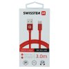 Datový kabel - Swissten - Textile - USB-A na microUSB - 3M - Červený