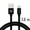 Datový kabel - Swissten - Textile - USB-A na USB-C - 3M - Černý