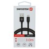 Datový kabel - Swissten - Textile - USB-A na USB-C - 3M - Černý