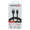 Datový kabel - Swissten - Textile - USB-A na USB-C - 3M - Černý