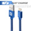 Datový kabel - Swissten - Textile - USB-A na Lightning - 1,2M - Modrý
