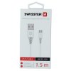 Datový kabel - Swissten - Textile - USB-A na microUSB - 1,5M - Bílý
