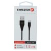 Datový kabel - Swissten - Textile - USB-A na microUSB - 1M - Černý