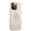 Guess PU 4G Metal Logo Zadní Kryt pro iPhone 13 Pro Pink