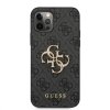 Guess PU 4G Metal Logo Zadní Kryt pro iPhone 12 Pro Max Grey