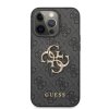 Guess PU 4G Metal Logo Zadní Kryt pro iPhone 13 Pro Max Grey