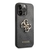 Guess PU 4G Metal Logo Zadní Kryt pro iPhone 14 Pro Max Grey