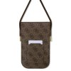 Guess PU 4G Metal Logo Script Phone Bag Brown