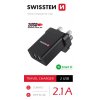 SWISSTEN SÍŤOVÝ ADAPTÉR 2x USB 10,5W pro UK zásuvku ČERNÝ