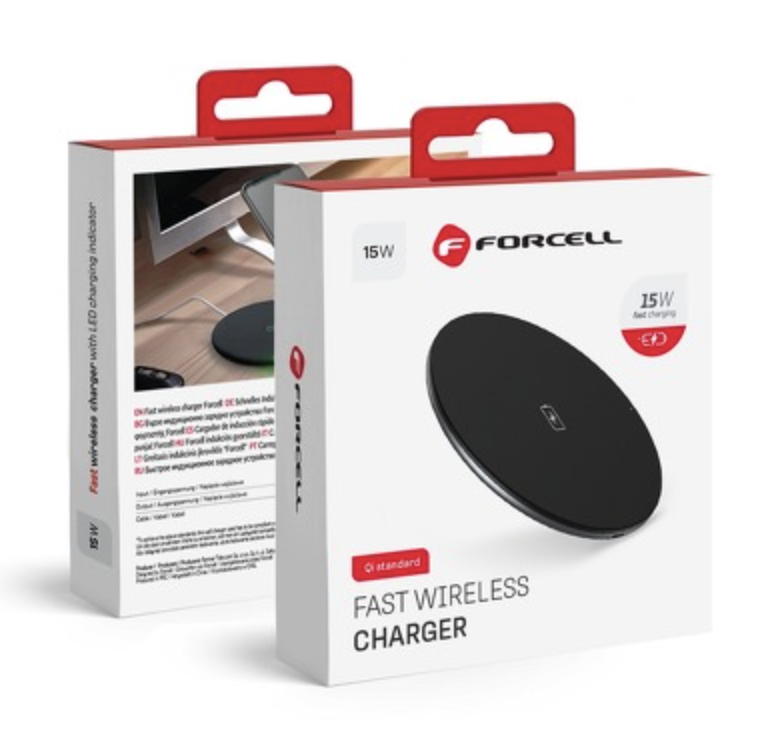 Bezdrátová nabíječka 15W - černá - Forcell Quick Charge (obrázek 3)