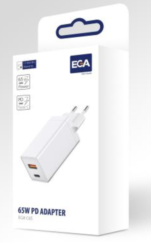 EnviroBest Napájecí adaptér 1x USB-A + 1x USB-C - 65W, bílý - EGA C65 (obrázek 6)
