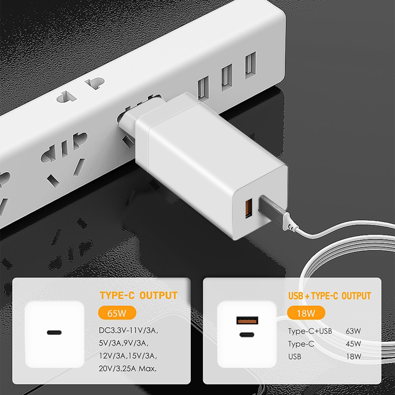 EnviroBest Napájecí adaptér 1x USB-A + 1x USB-C - 65W, bílý - EGA C65 (obrázek 3)
