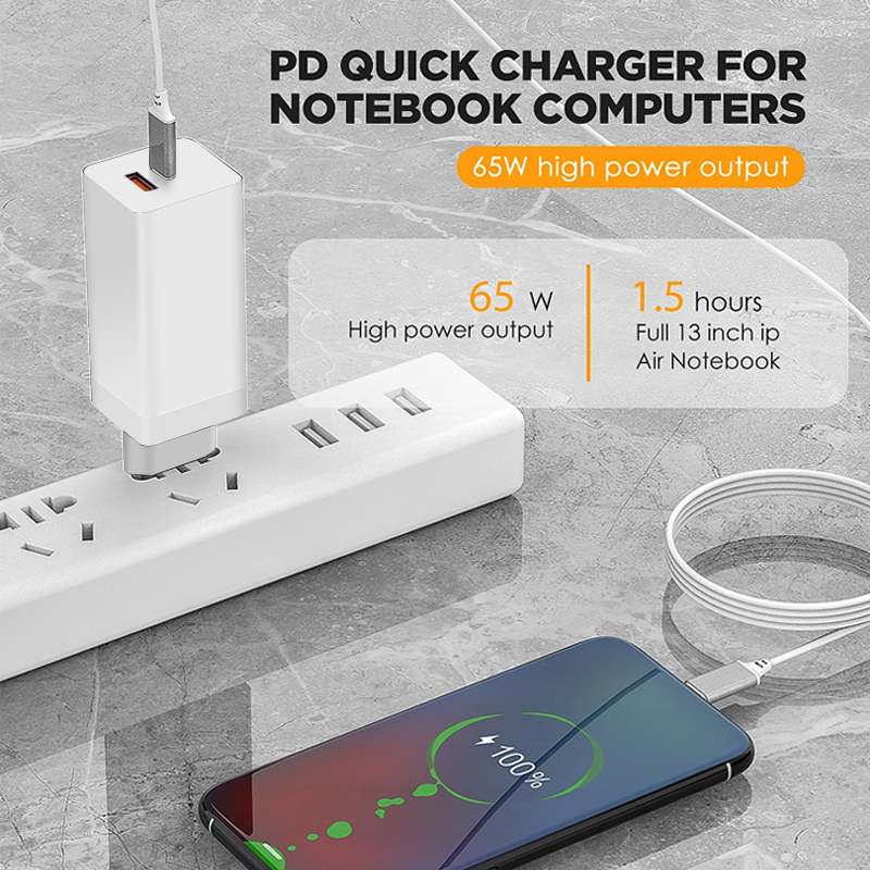EnviroBest Napájecí adaptér 1x USB-A + 1x USB-C - 65W, bílý - EGA C65 (obrázek 4)