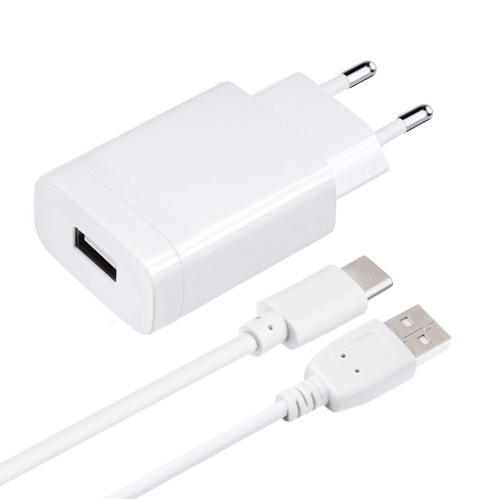 Levně Sada cestovní nabíječka Forcell - USB / USB-C kabel - 2,4A 18W s funkcí Quick Charge 3.0