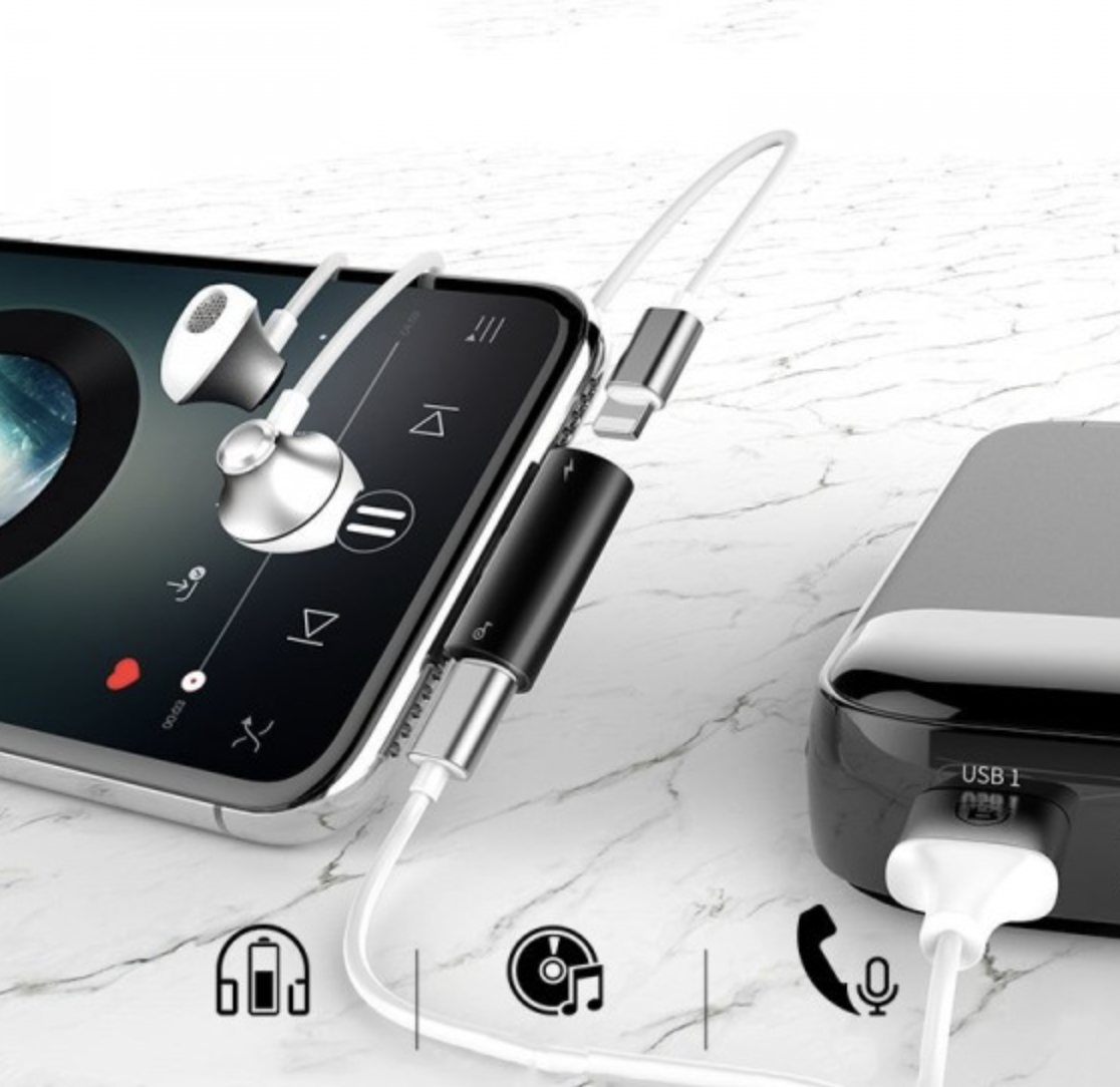 Redukce 2x Lightning (sluchátka + nabíjení) - Black - Baseus L46 (obrázek 4)