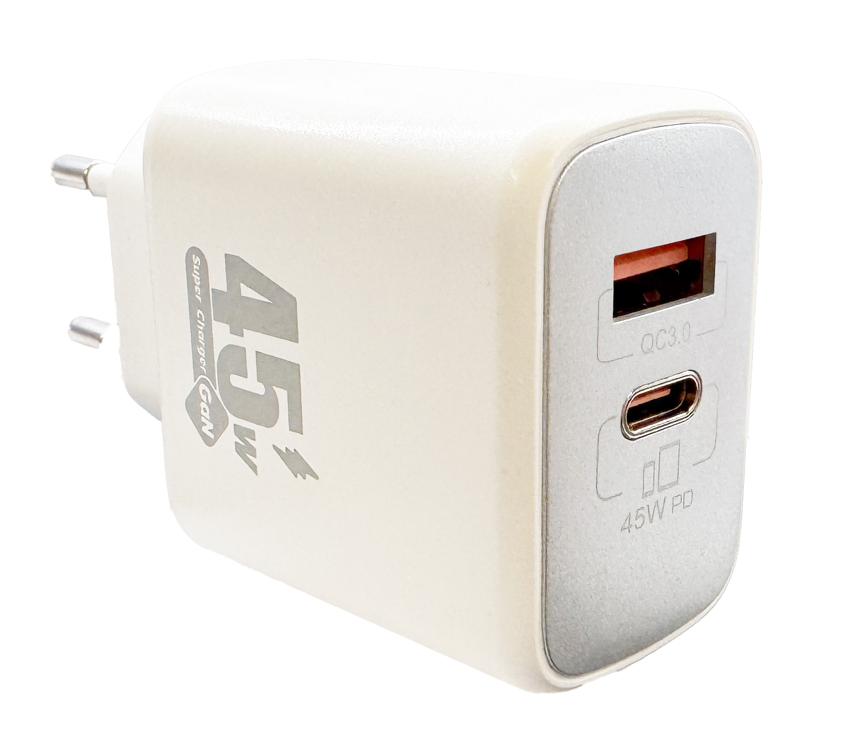 Nabíjecí adaptér USB-A + USB-C - QC3.0 PD 45W - EGA C45 White