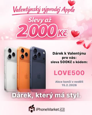 Valentýn je ideální čas udělat radost ❤️ Slevy na Apple produkty až 2000 Kč 🎁 Navíc s kódem LOVE500 máš –500 Kč 💌 ⏰ Akce...
