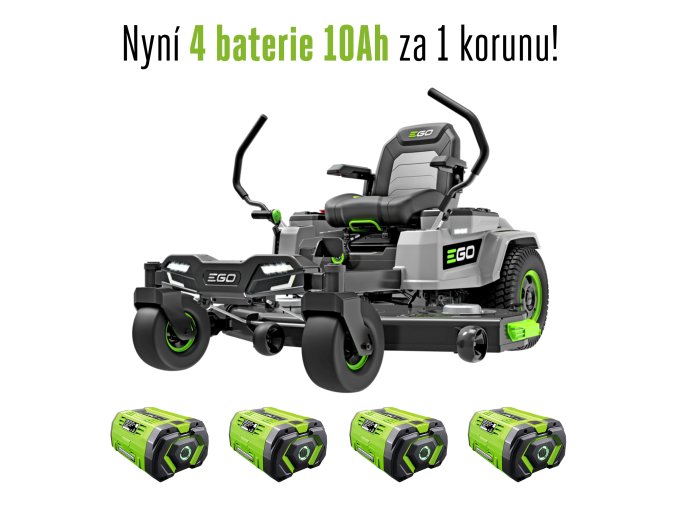 AKU zahradní rider s nulovým poloměrem zatáčení EGO Z6, ZT5201E-L, se zvětšeným záběrem  + 4x 10 Ah akumulátor