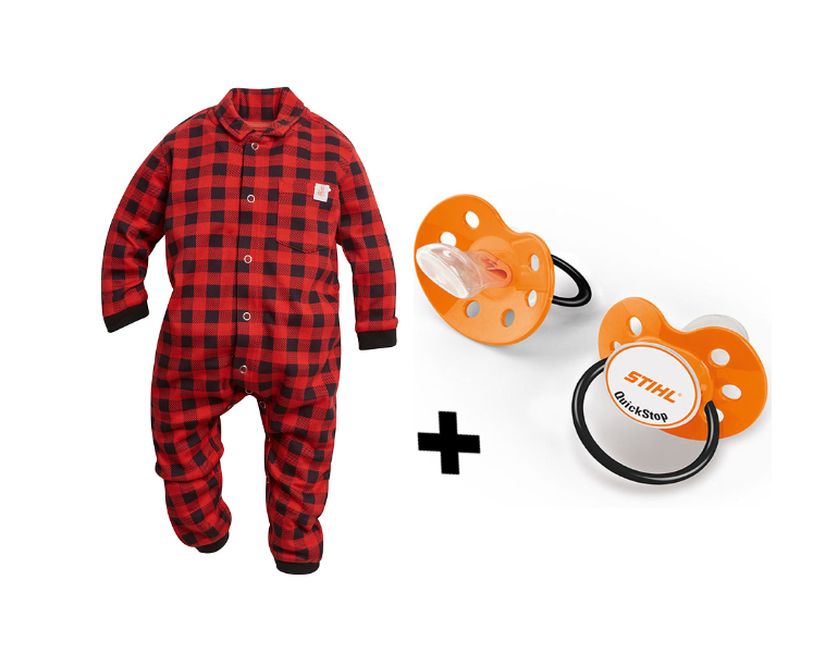 DĚTSKÁ DÁRKOVÁ SADA - dudlíky + dupačky LUMBERJACK PLOTY Sklad9 10-300