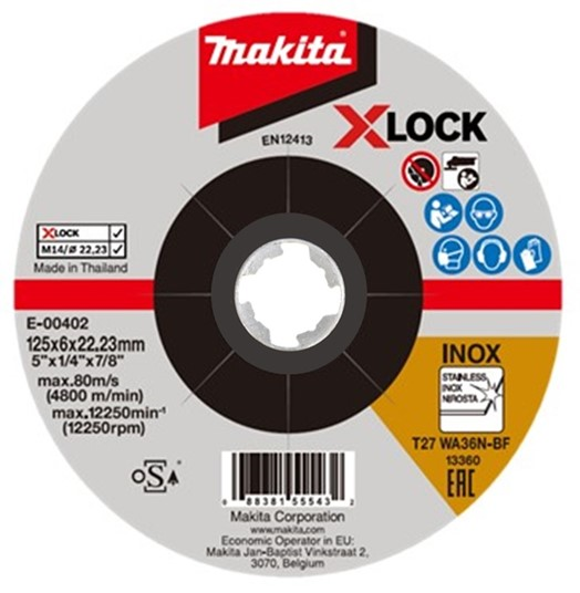 Brusný kotouč nerez X-LOCK-E-00402 kotouč průměr: 125 x 6 x 22 PLOTY Sklad9 10-300