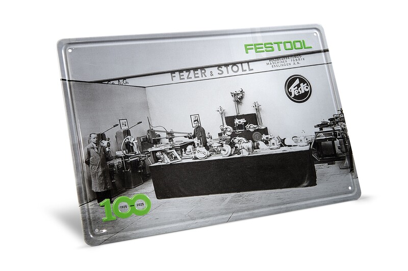 Plechová cedule s retro veletržním stánkem 100 let MES-FT2 100Y Festool - 578401 PLOTY Sklad9 10-300