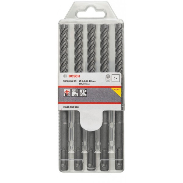 Bosch 5dílná sada vrtáků do kladiv SDS plus 5X, 5/6/6/8/10 mm 2608833910 PLOTY Sklad9 10-300