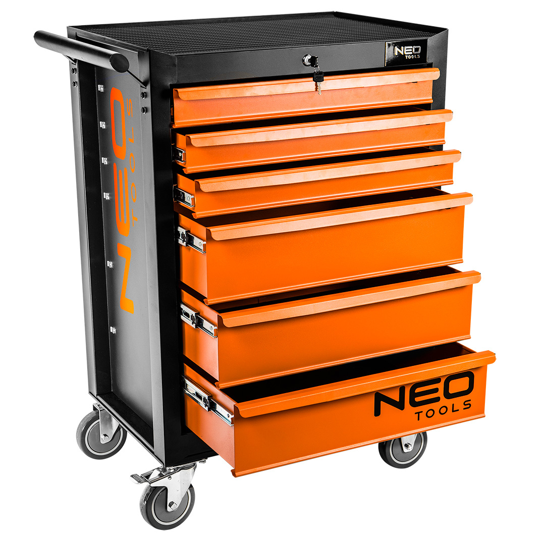 Dílenský vozík se 6 zásuvkami, vybavený s nářadím NEO Tools